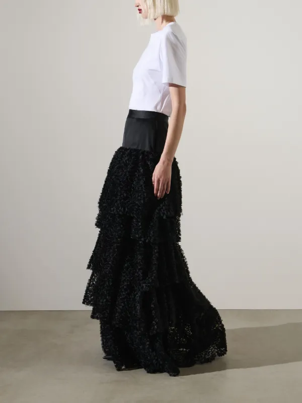 Karl Lagerfeld KL Studio Maxi Frill Skirt | Black | FARFETCH PL