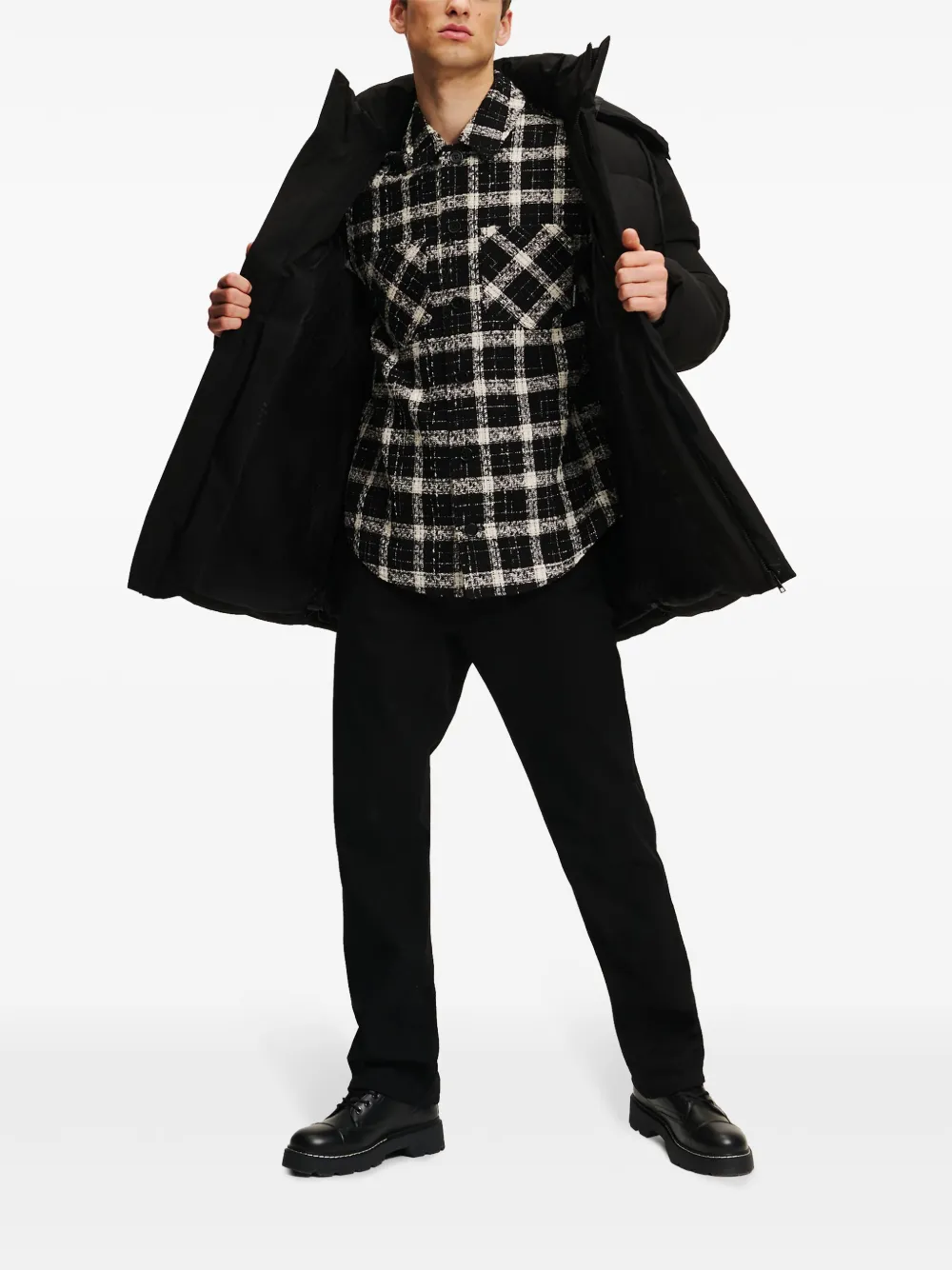 Karl Lagerfeld Gewatteerde jas met logoprint - Zwart