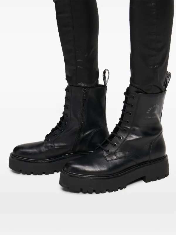 Karl Lagerfeld Burly Biker Leather Boots Black FARFETCH TR