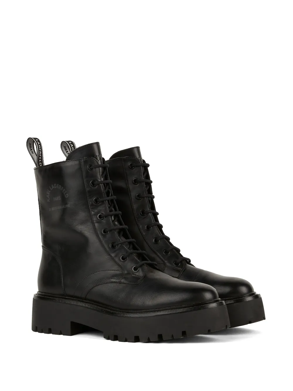 Karl Lagerfeld Burly Biker leren laarzen - Zwart