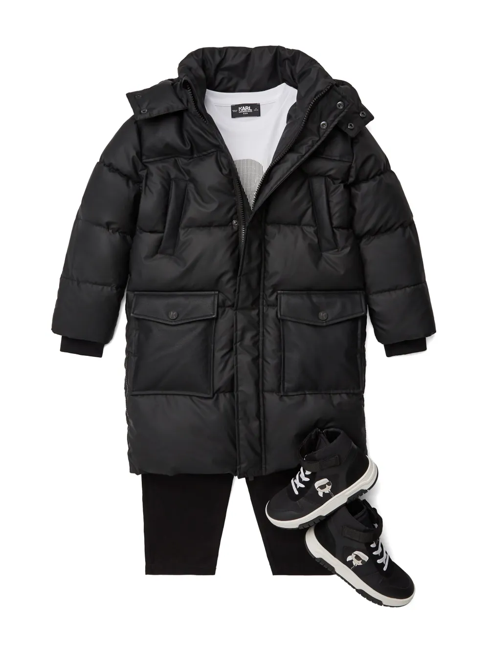 Karl Lagerfeld Kids Donsjack met logoprint Zwart