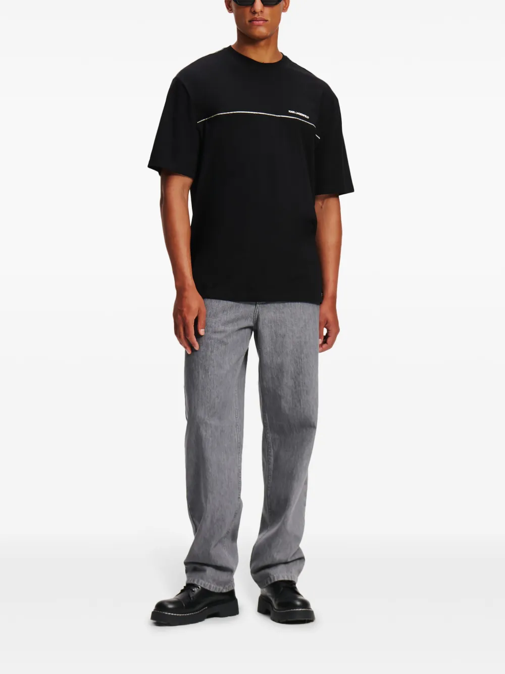 Karl Lagerfeld Reflecterend T-shirt met afwerking - Zwart