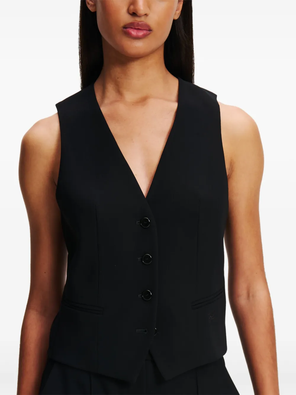Shop Karl Lagerfeld Tailored Waistcoat In 黑色
