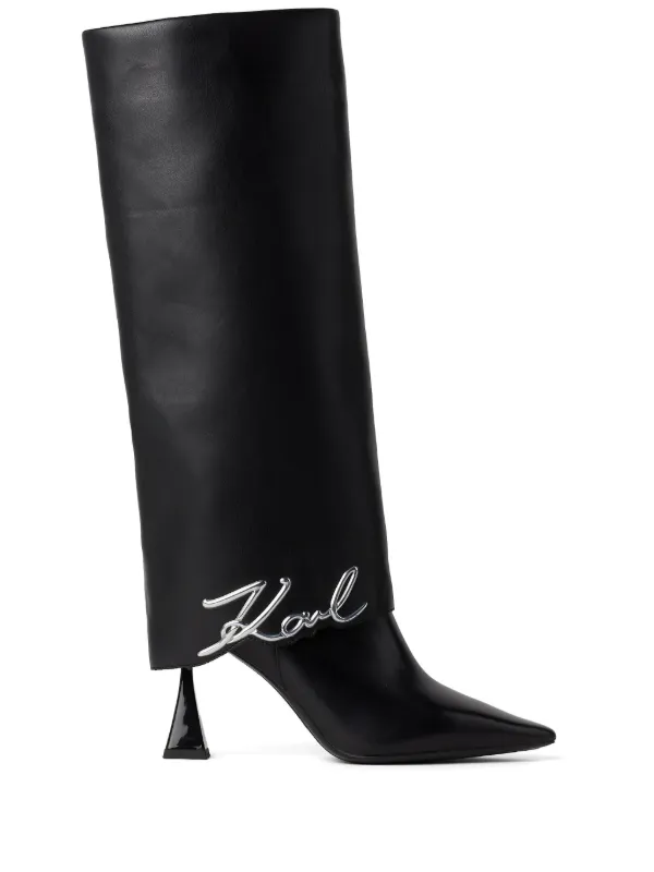 Karl Lagerfeld 90mm Debut fold down Boots Black FARFETCH CA