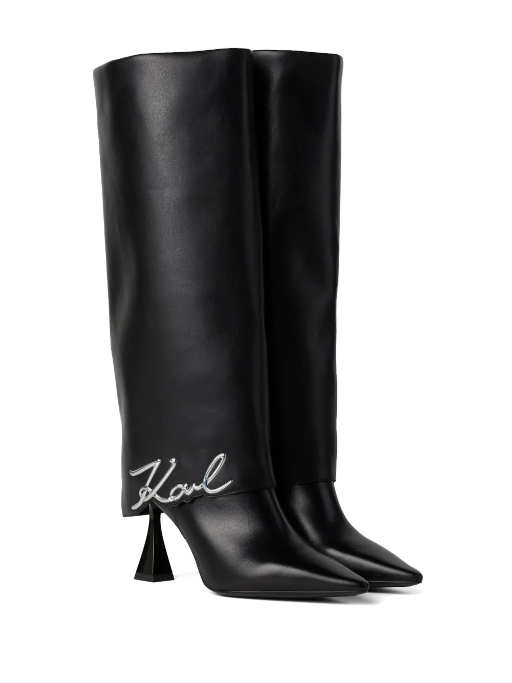 Karl Lagerfeld 90 mm Debut laarzen met omslag - Zwart