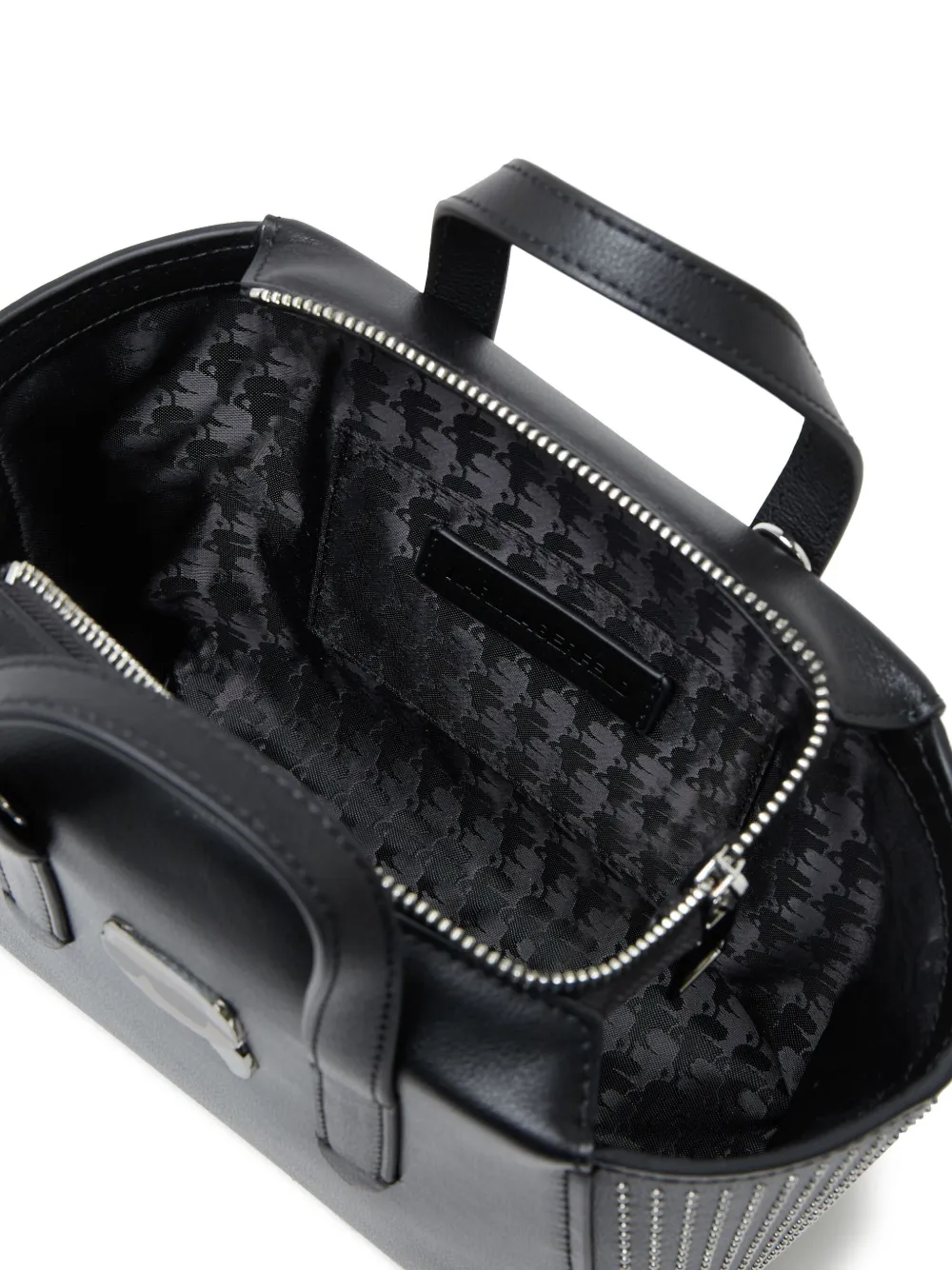 Karl Lagerfeld Ikon leren cameratas met studs Zwart