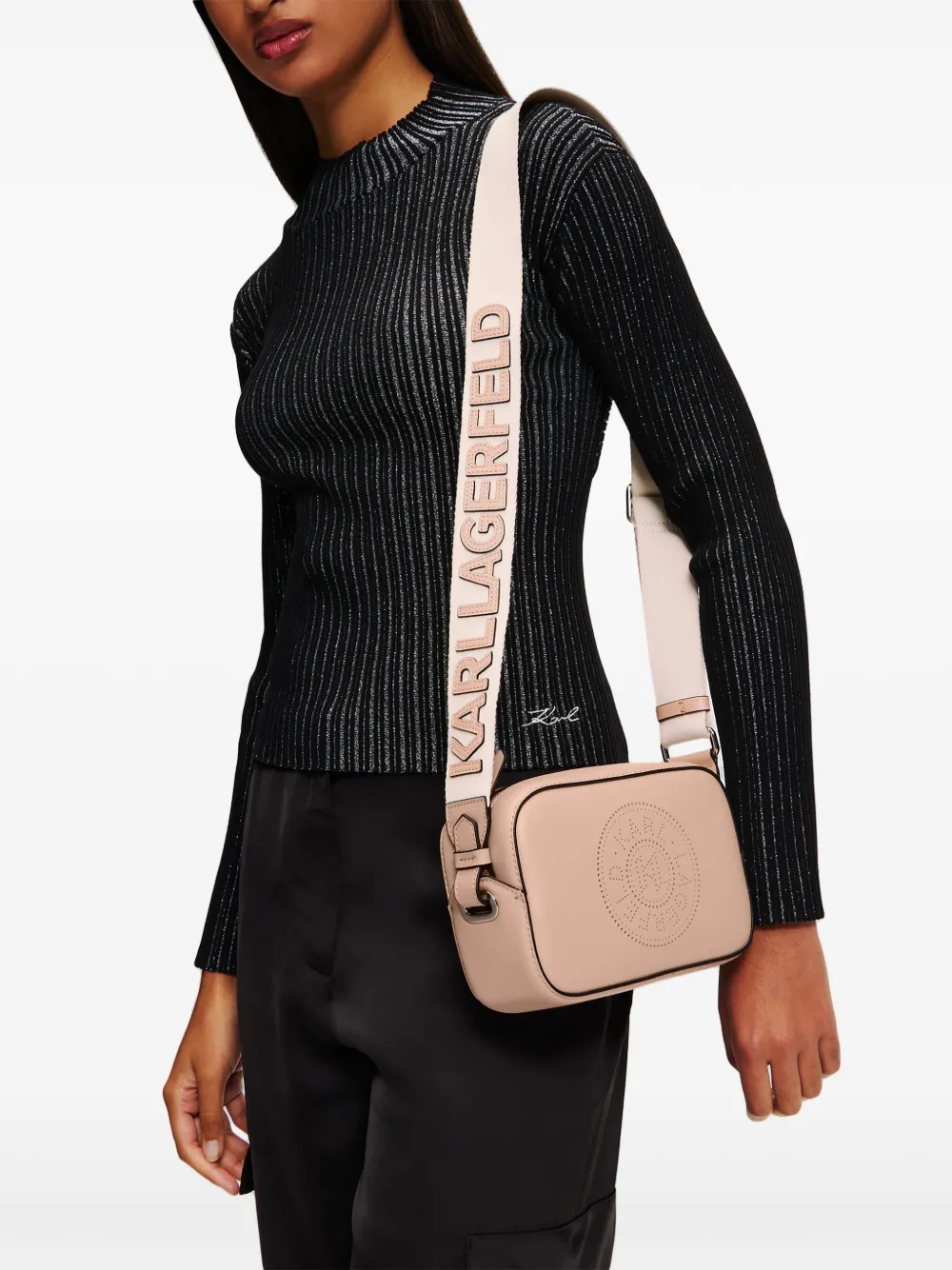 Karl Lagerfeld K/Circle crossbodytas met geperforeerd logo - Roze
