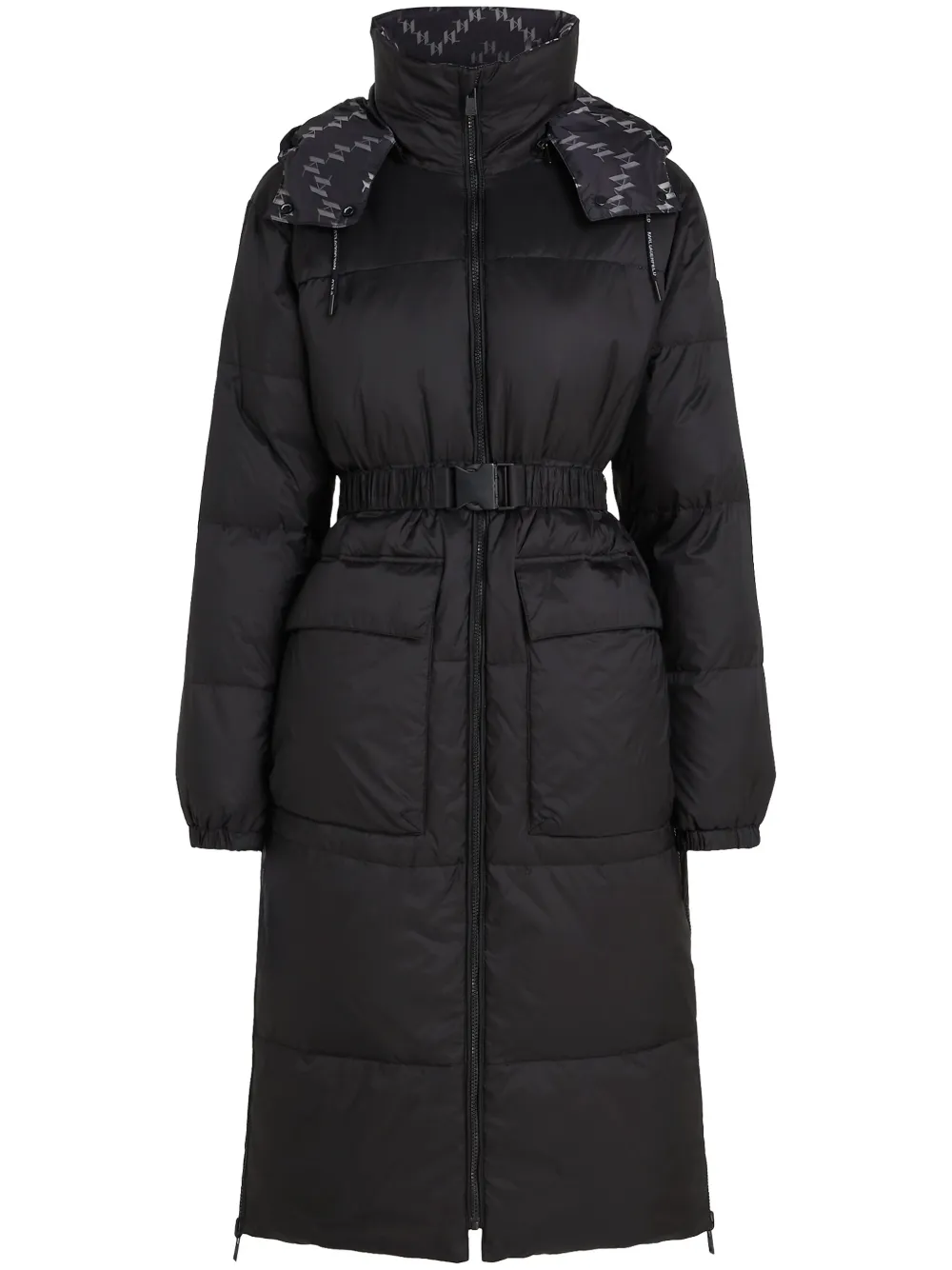 Karl Lagerfeld Reversible Longline Puffer Jacket Black