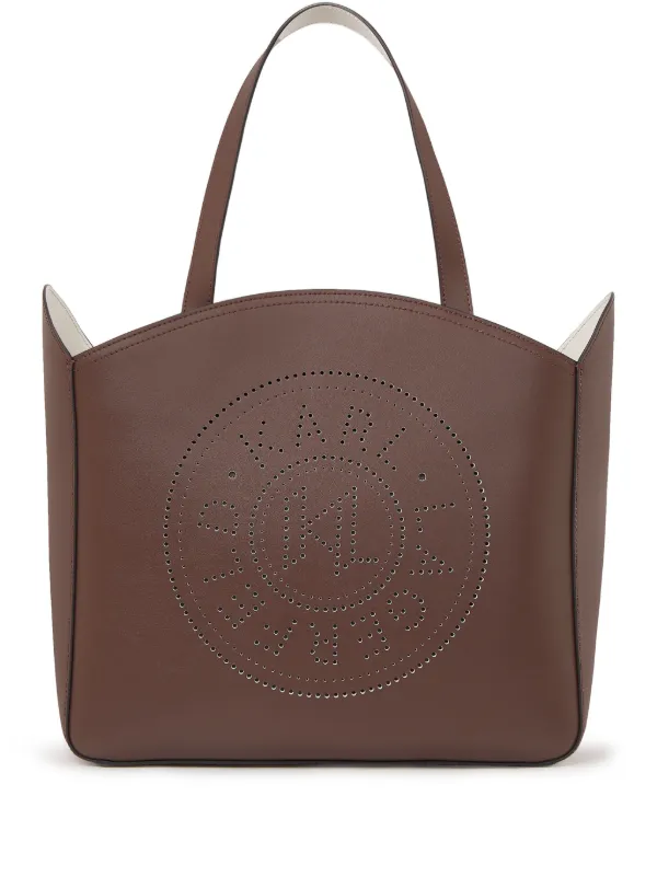 Perforated leather tote bag hot sale