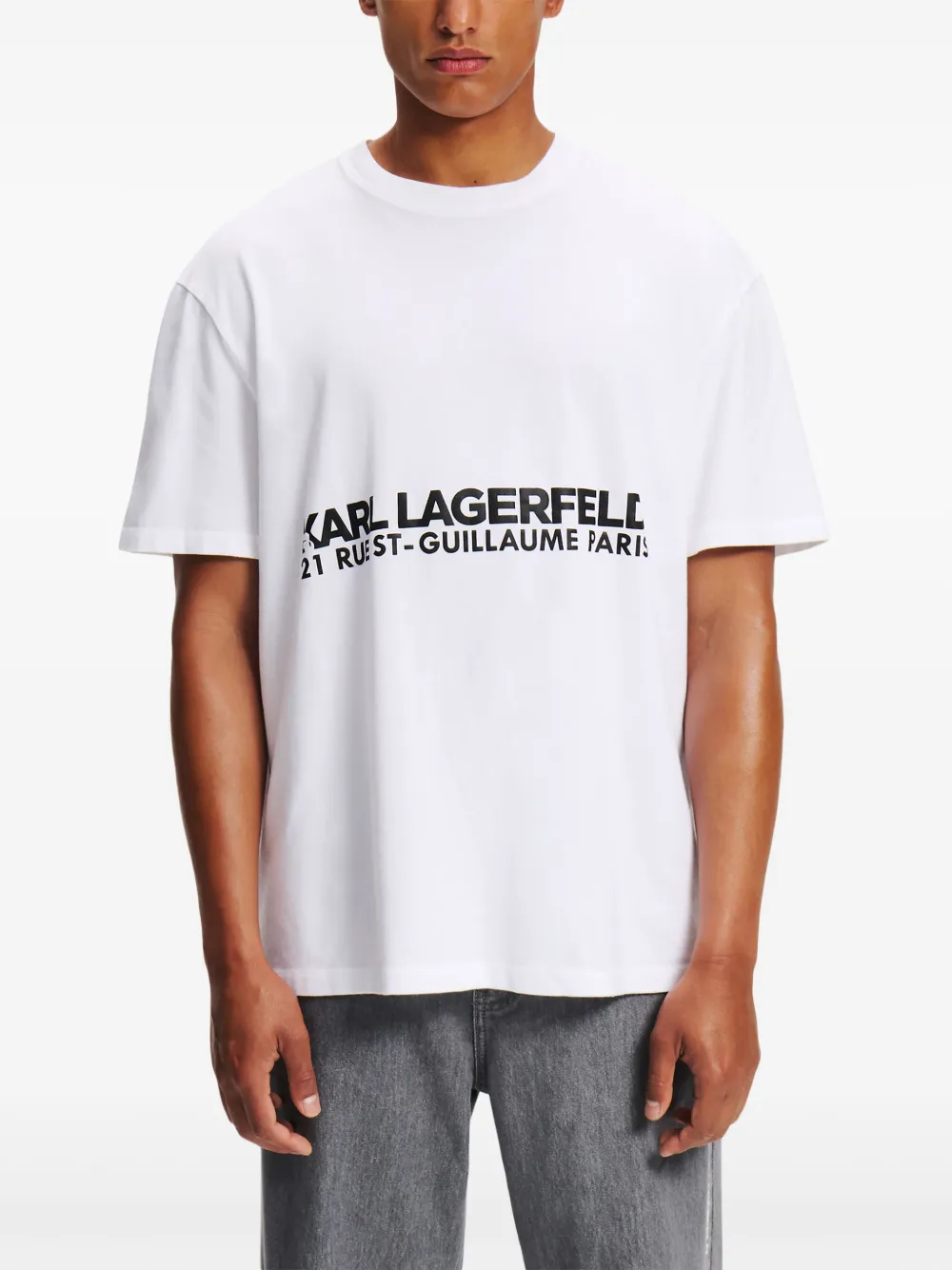 Karl Lagerfeld Rue St-Guillaume T-shirt met wassing Wit
