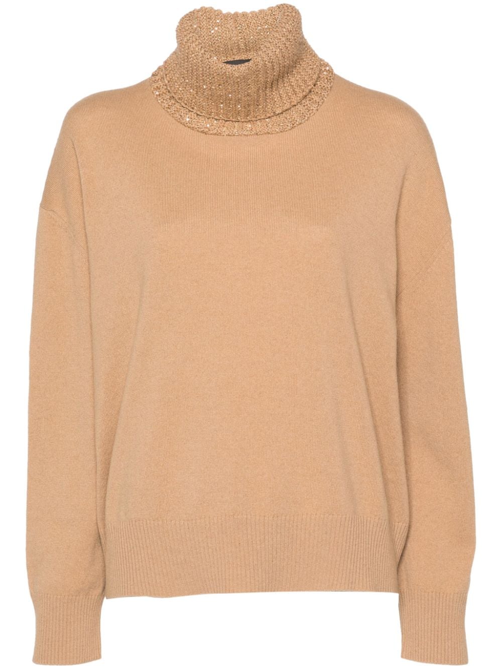 Shop Fabiana Filippi Sequin-embellished Knitted Jumper In Neutrals