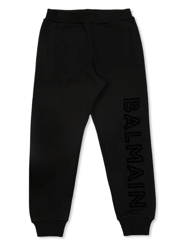 Balmain Kids logo-print Cotton Track Pants Black FARFETCH LB