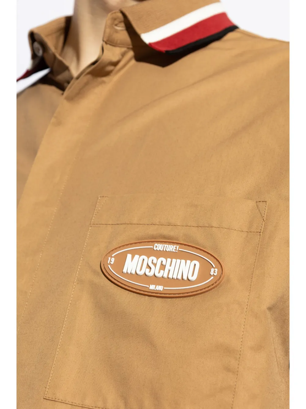Moschino Sweater met logopatch en streepdetail Beige