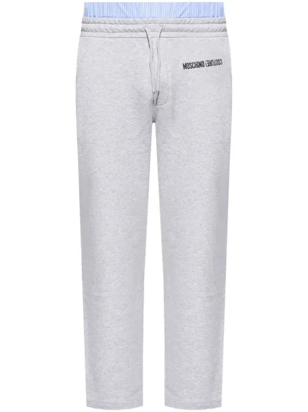 Moschino logo embroidered Cotton Track Pants Grey FARFETCH HK