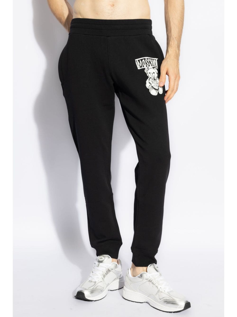 Shop Moschino Logo Print Tracksuit Bottoms In Black