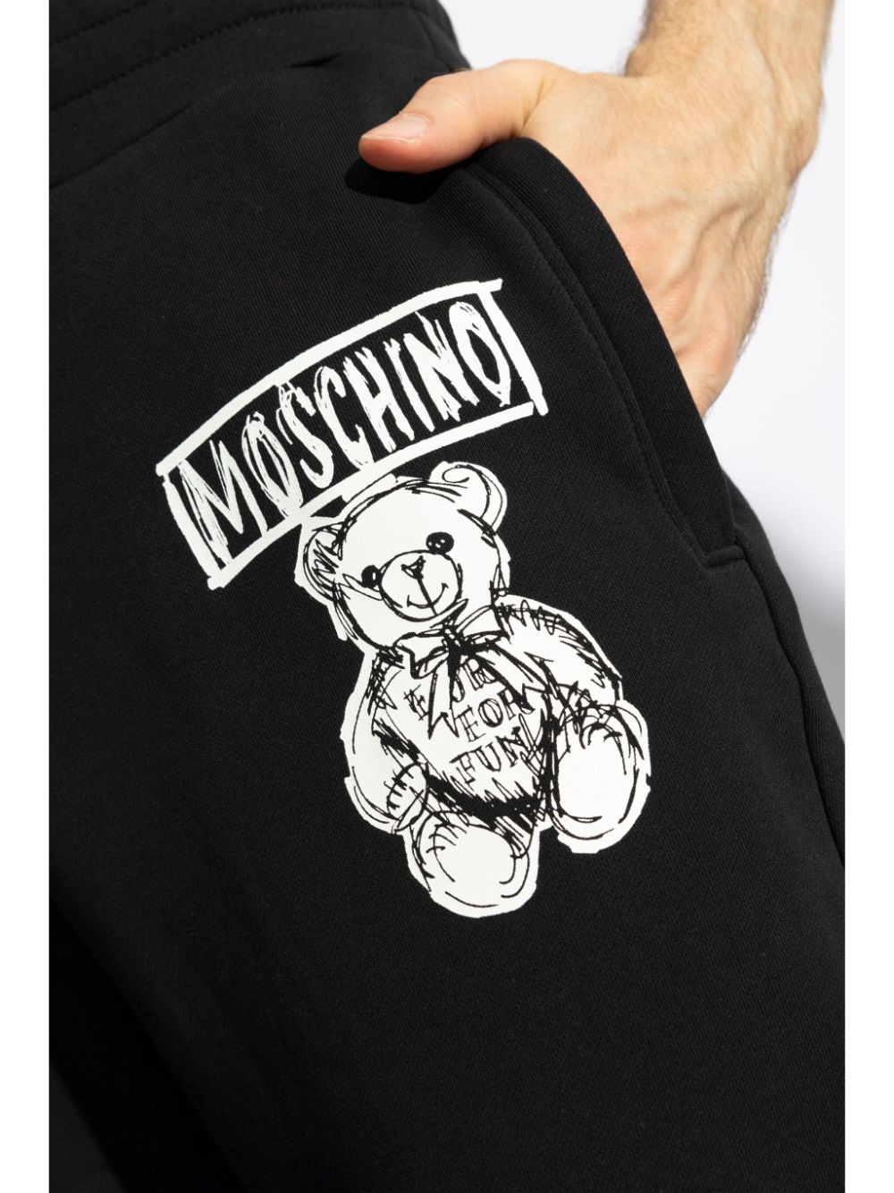 Shop Moschino Logo Print Tracksuit Bottoms In Black