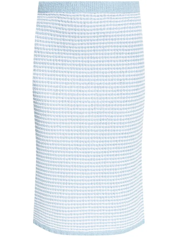 Tory Burch Cotton-blend Striped Skirt in Blue