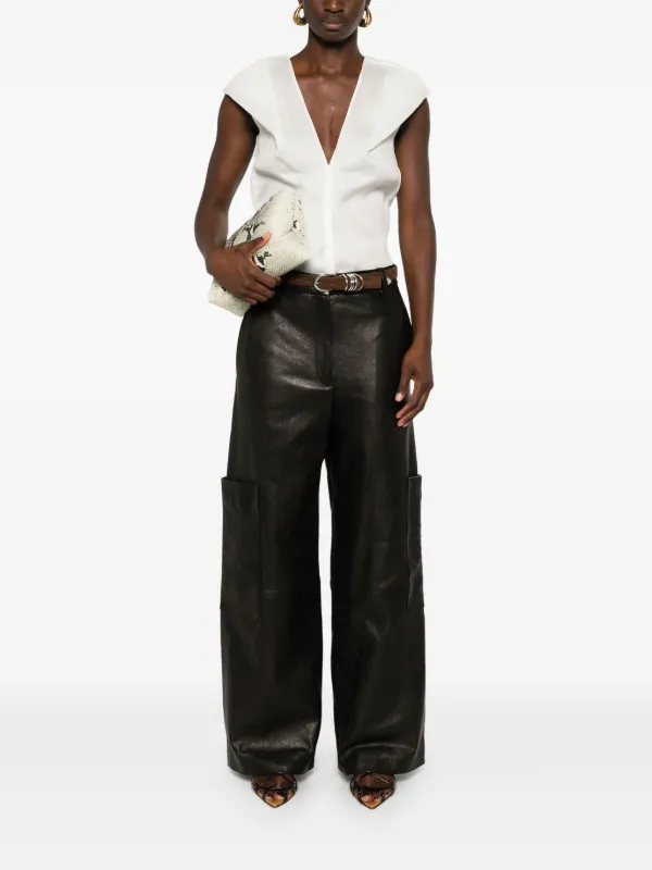 パンツ KHAITE BLACK CAITON HIGH-WAISTED TROUSERS Khaite Black Caiton high-waisted trousers | TheDoubleF