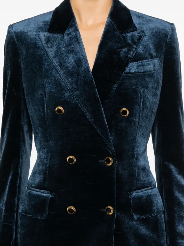 TOM FORD Velvet double-breasted Blazer | Blue | FARFETCH