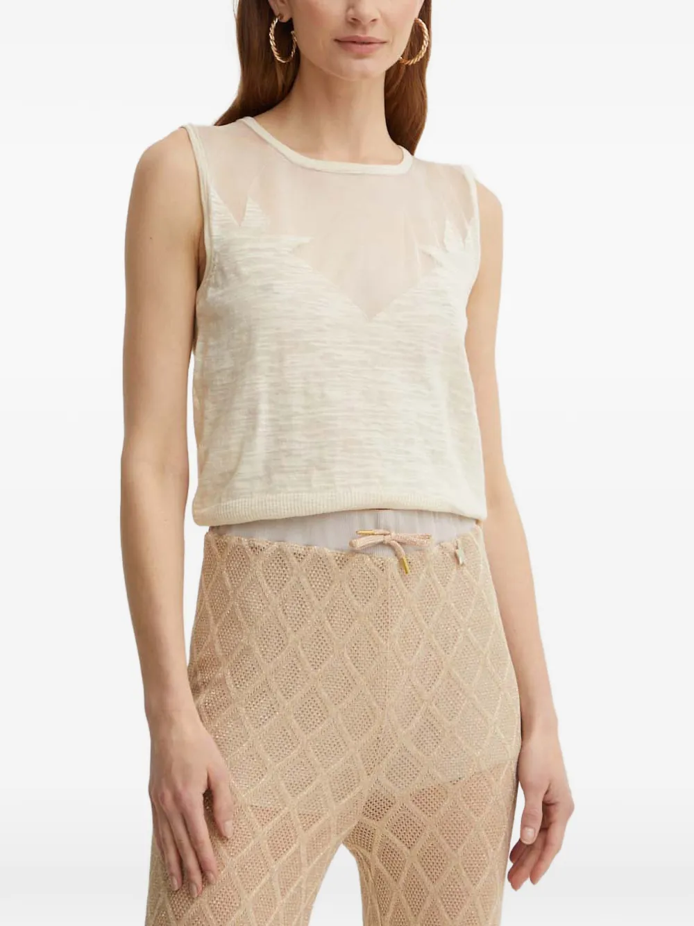 Pinko Semi Sheer-panel Vest In Neutral