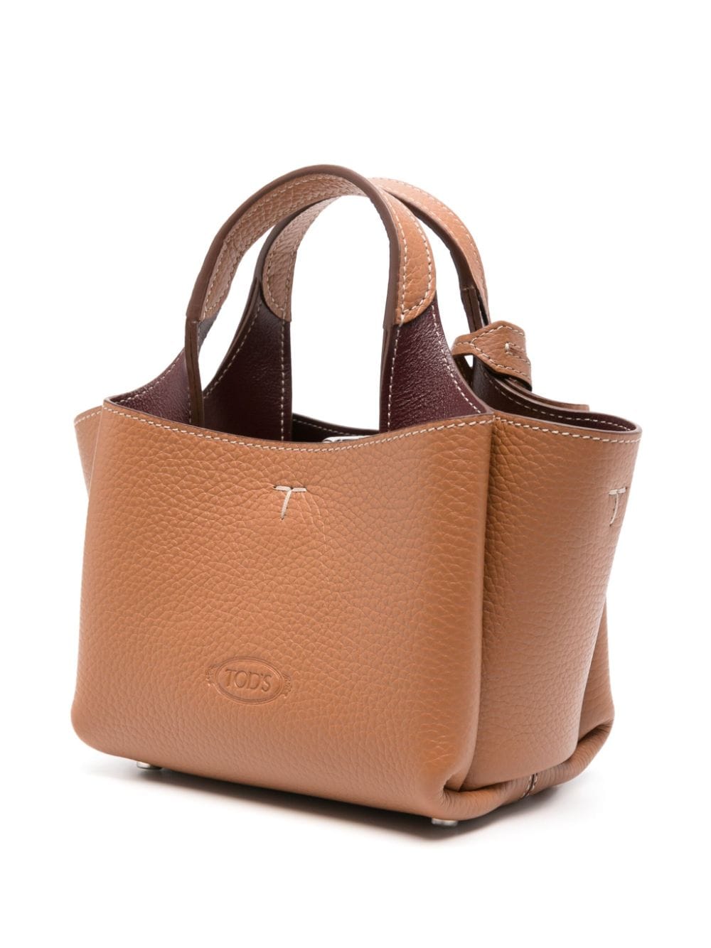 Shop Tod's Mini Apa Leather Tote Bag In Braun