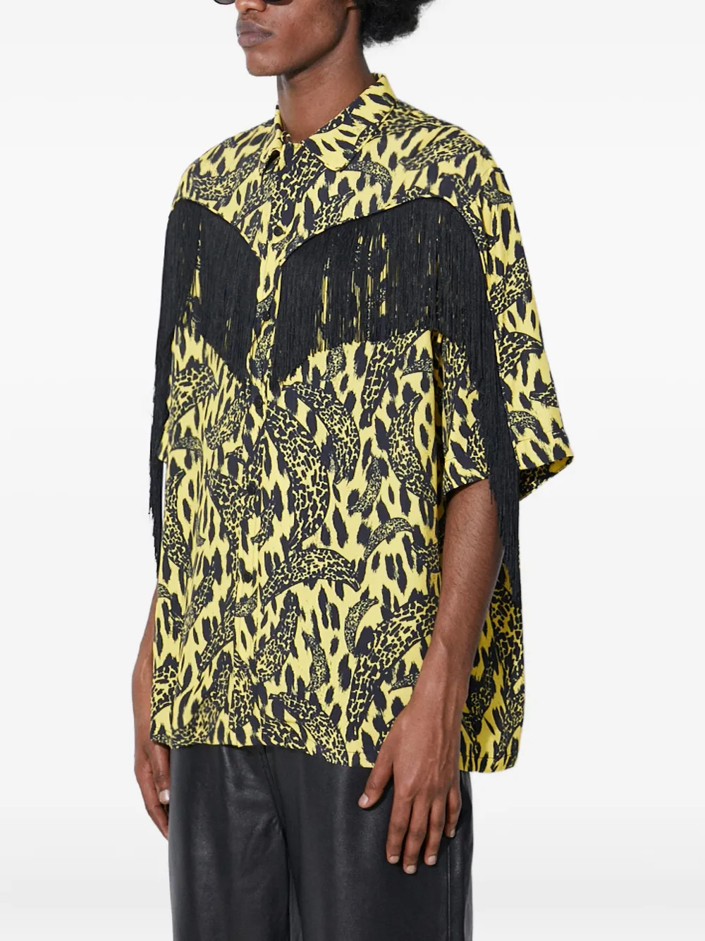 Fiorucci leopard-print fringe shirt Geel