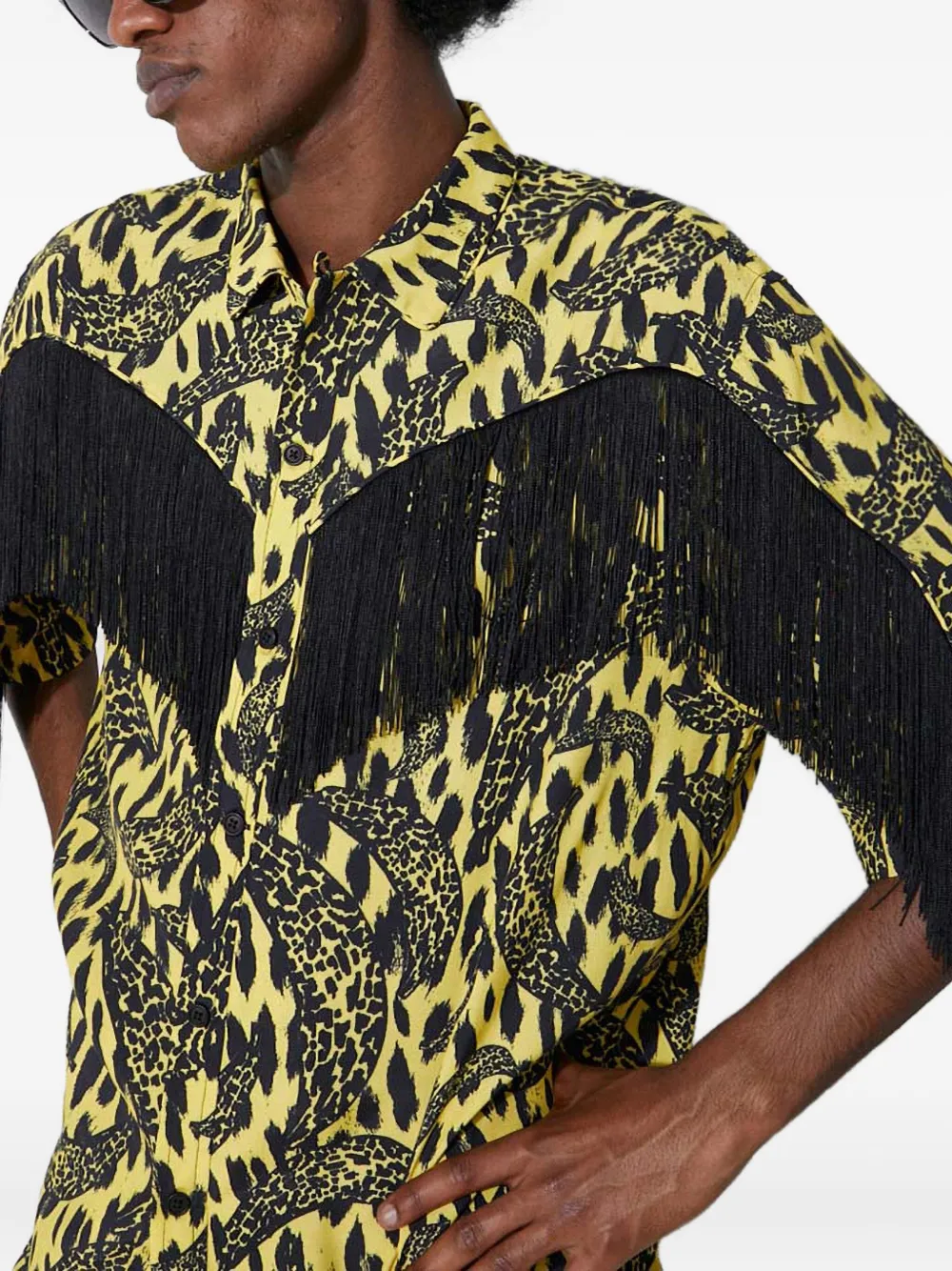 Fiorucci leopard-print fringe shirt Geel