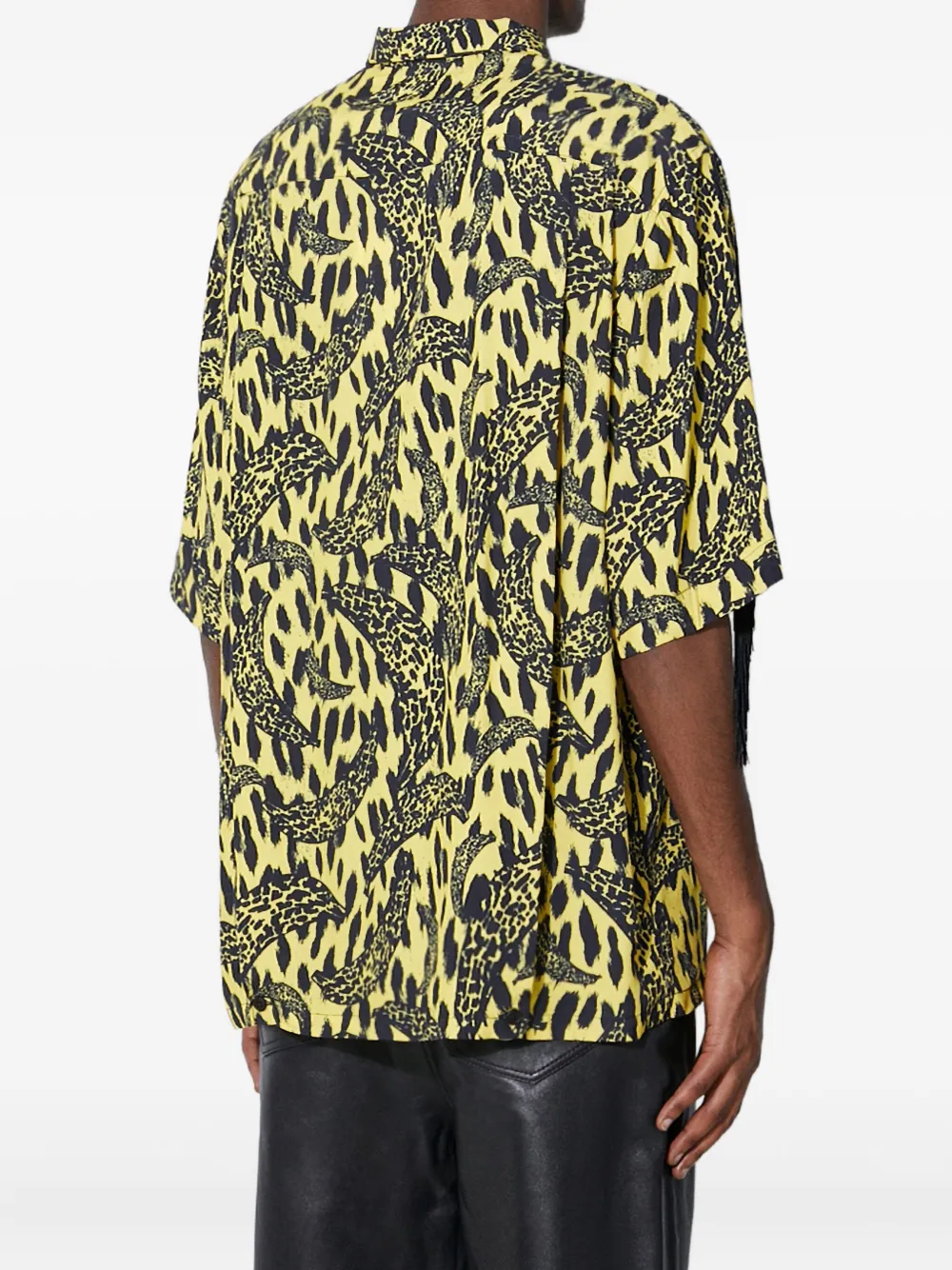 Fiorucci leopard-print fringe shirt Geel