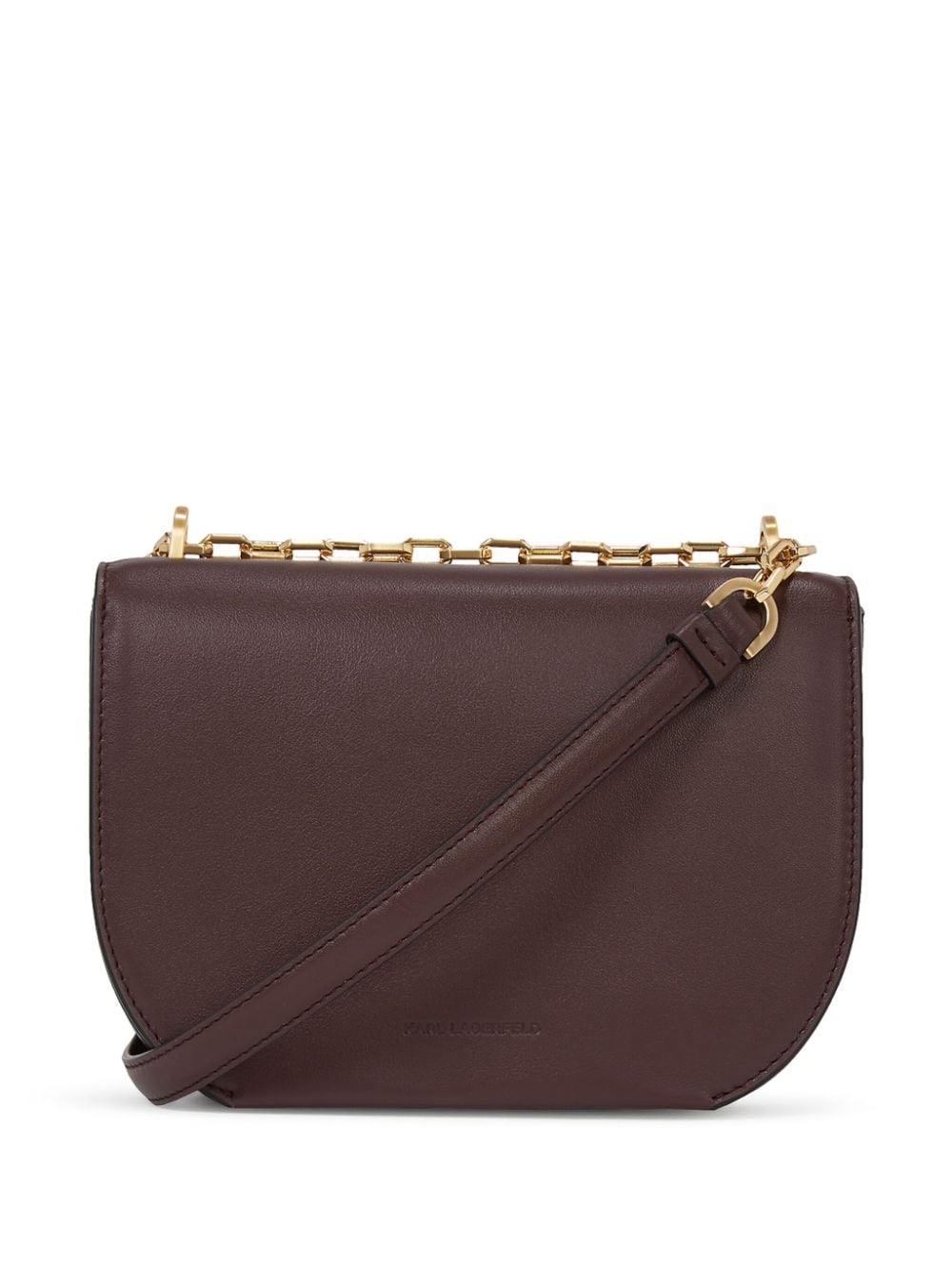 Shop Karl Lagerfeld Small K/forever Leather Cross Body Bag In Brown