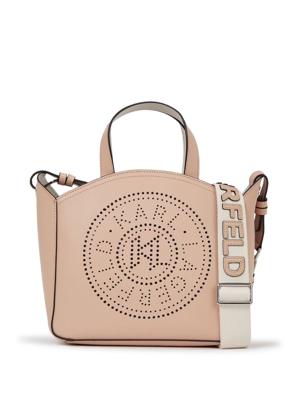 Karl Lagerfeld small K/Circle perforated leather tote bag - Pink