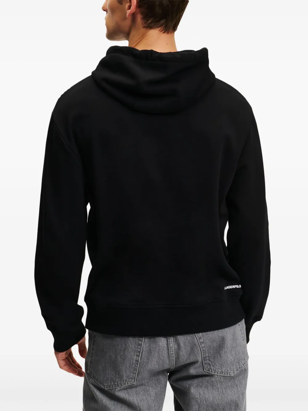 Karl Lagerfeld Hoodie met monogram-reliëf Zwart