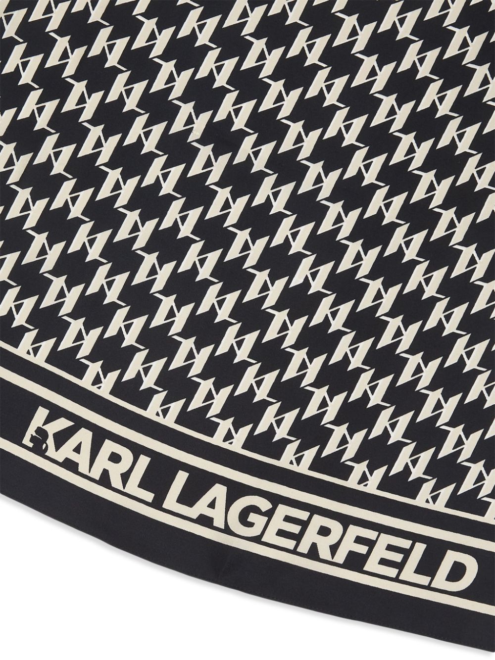 Shop Karl Lagerfeld Monogram-print Silk Scarf In Black