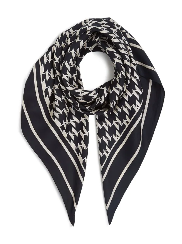 Scarf Karl Lagerfeld Karl Lagerfeld Monogram-print Silk Scarf Black