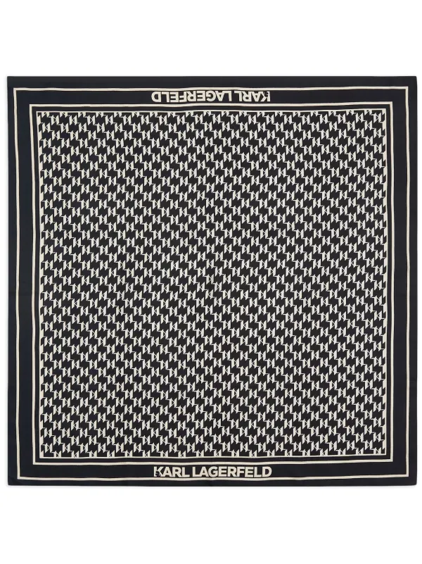 Karl Lagerfeld monogram-print Silk Scarf Black FARFETCH VN