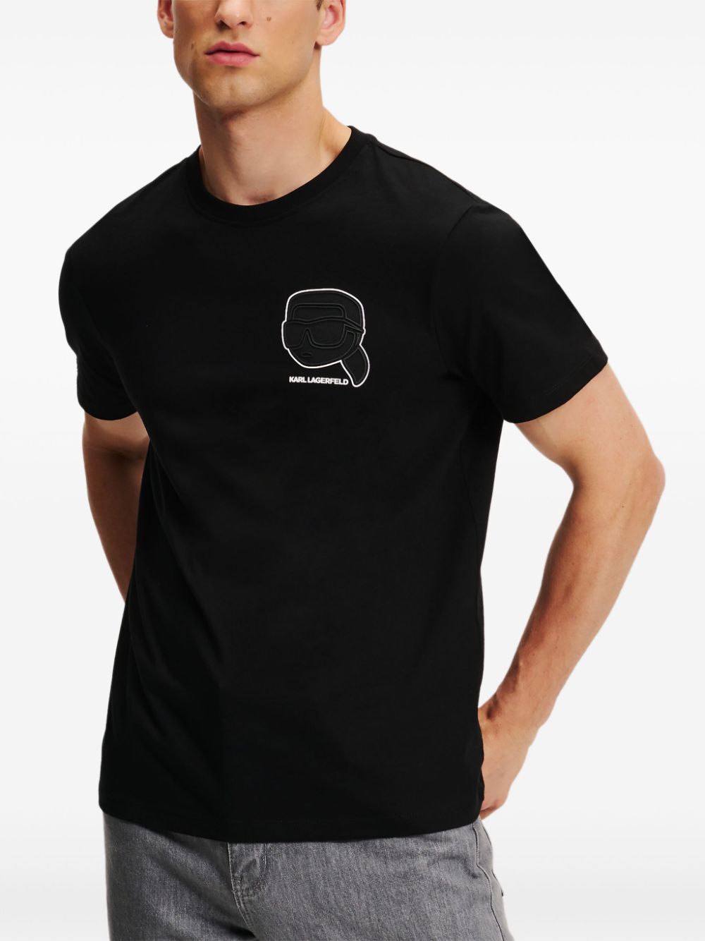 Karl Lagerfeld Ikon Outline T-shirt van biologisch katoen Zwart