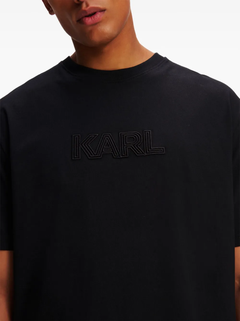 Karl Lagerfeld Art Deco T-shirt met logo Zwart