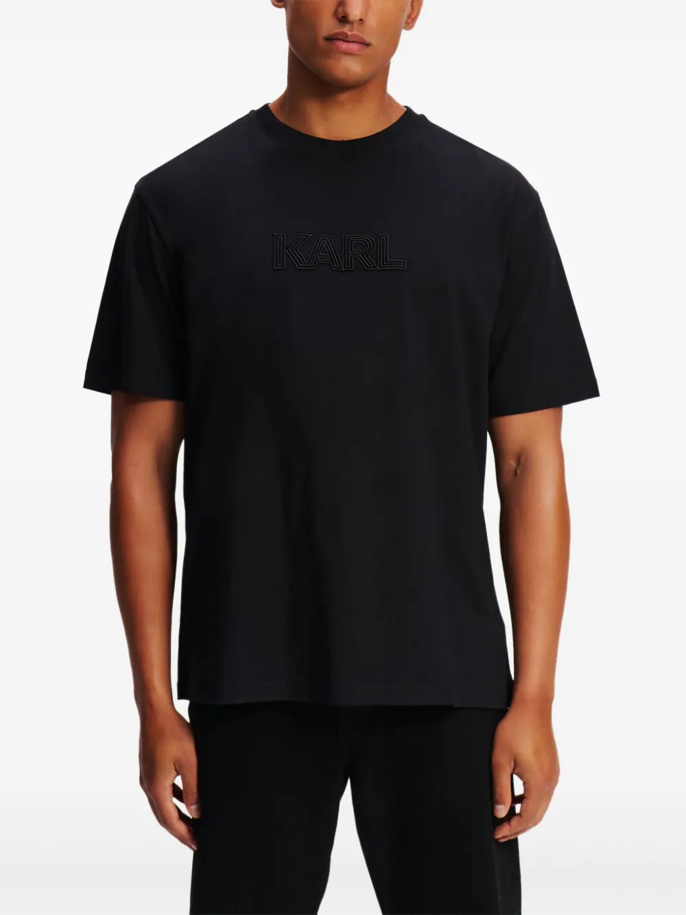 Karl Lagerfeld Art Deco T-shirt met logo Zwart