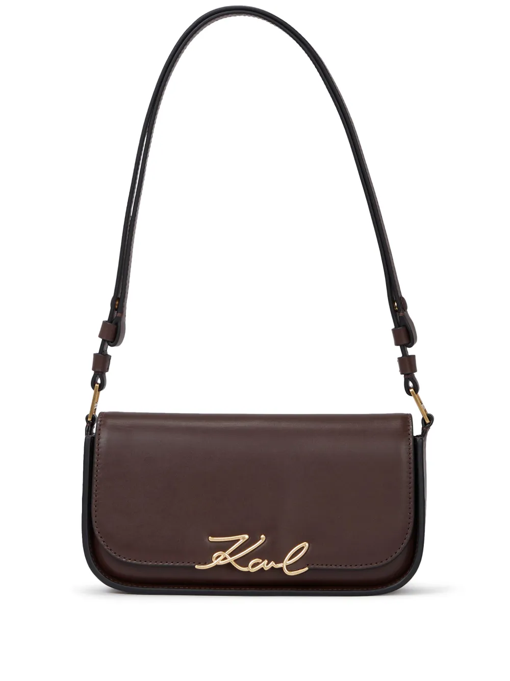 Karl Lagerfeld Signature Leather Shoulder Bag Brown FARFETCH UK