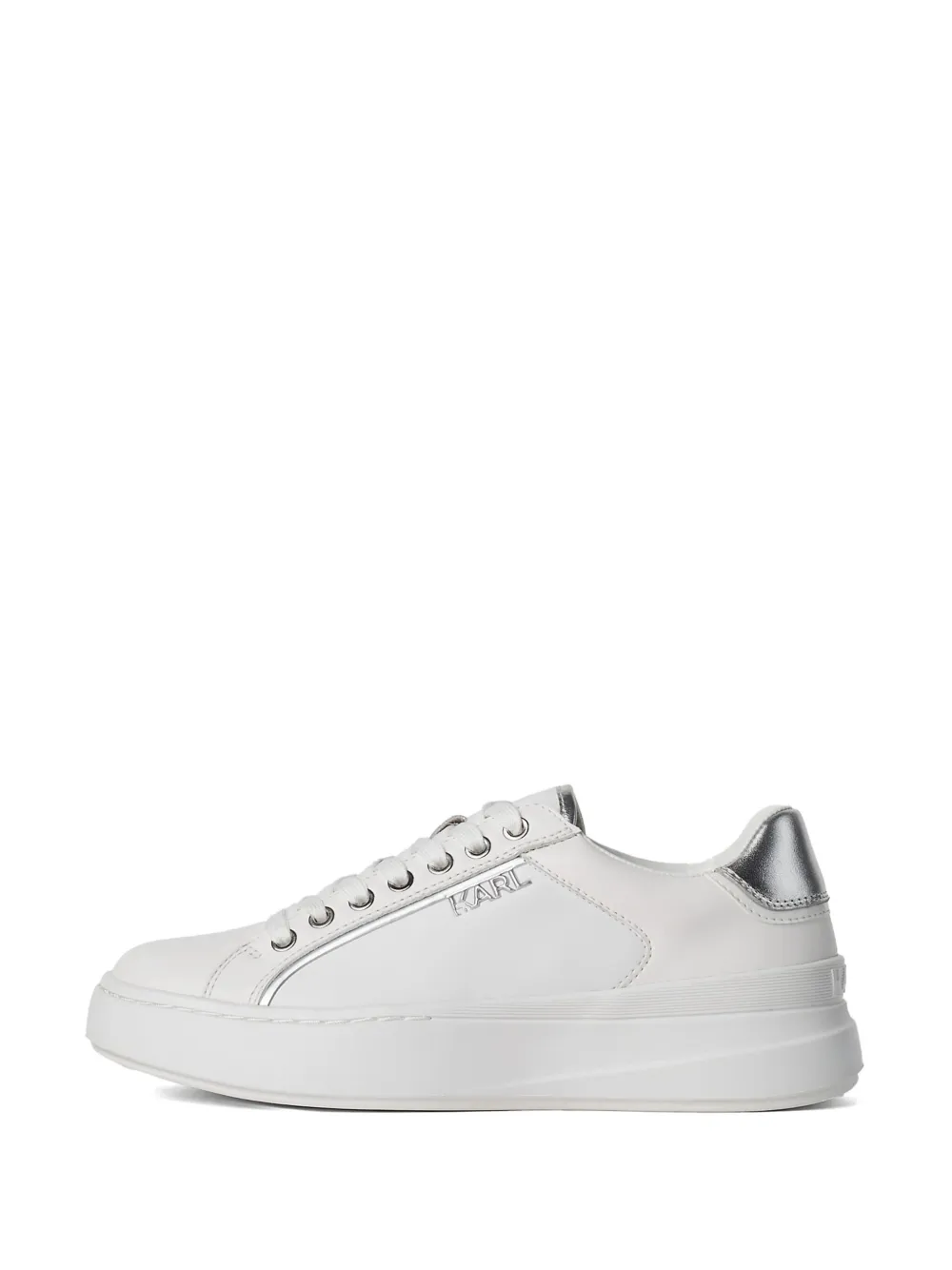 Shop Karl Lagerfeld Kronos Leather Sneakers In White