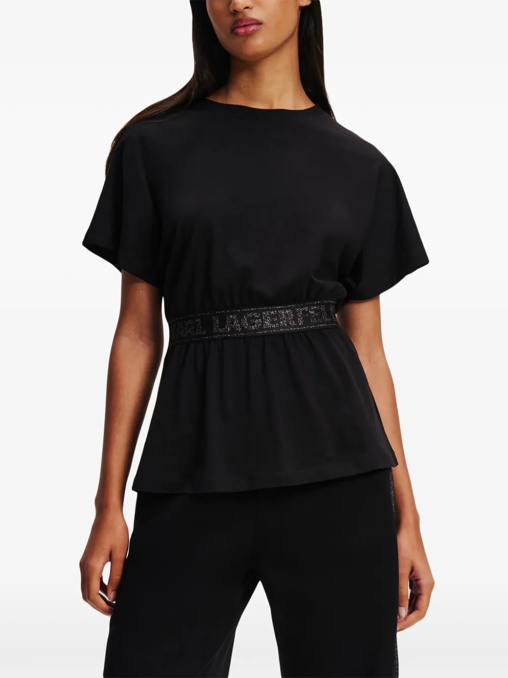 Karl Lagerfeld T-shirt met logoband Zwart