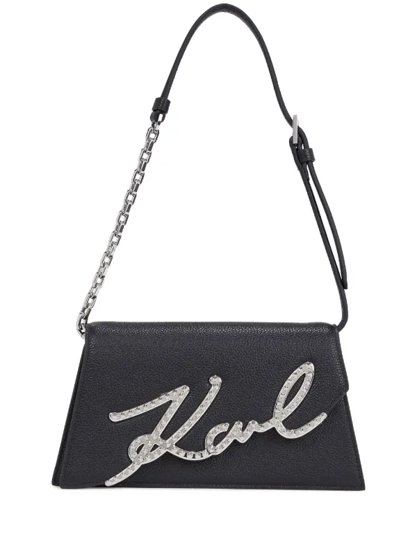 Karl Lagerfeld Signature Studded Leather Shoulder Bag Black FARFETCH CA