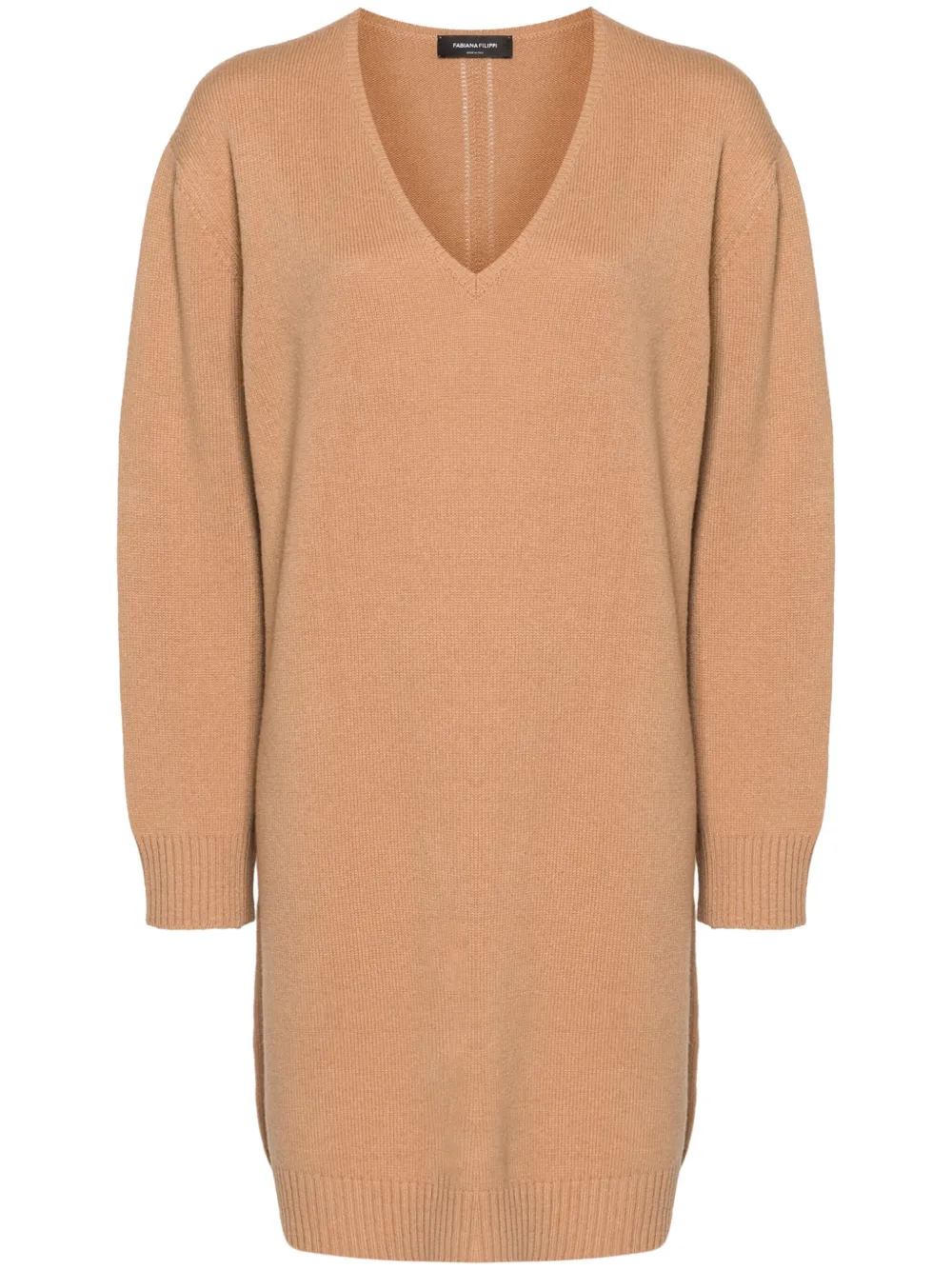 V-neck knitted dress