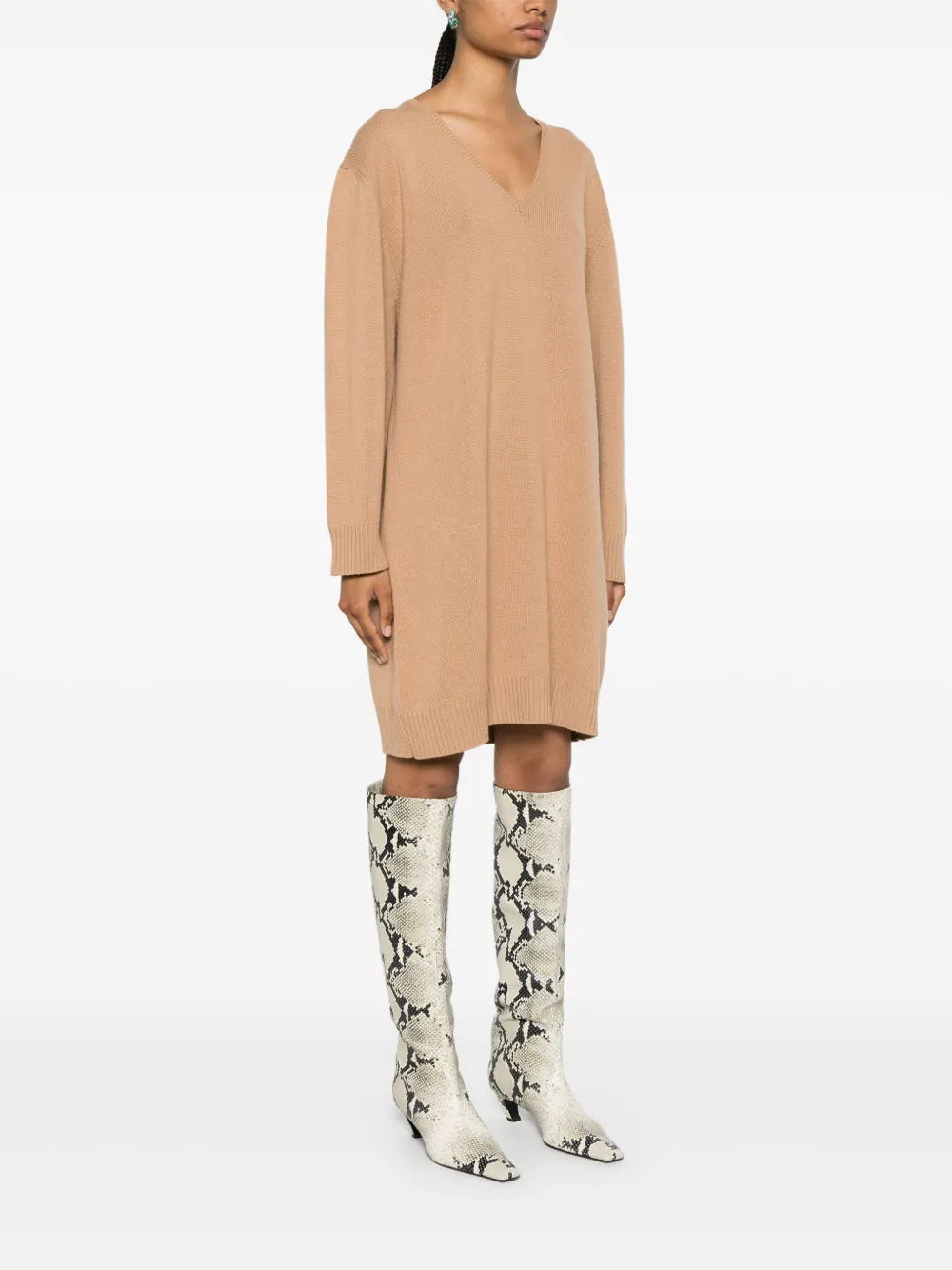 Fabiana Filippi Jurk met V-hals Beige