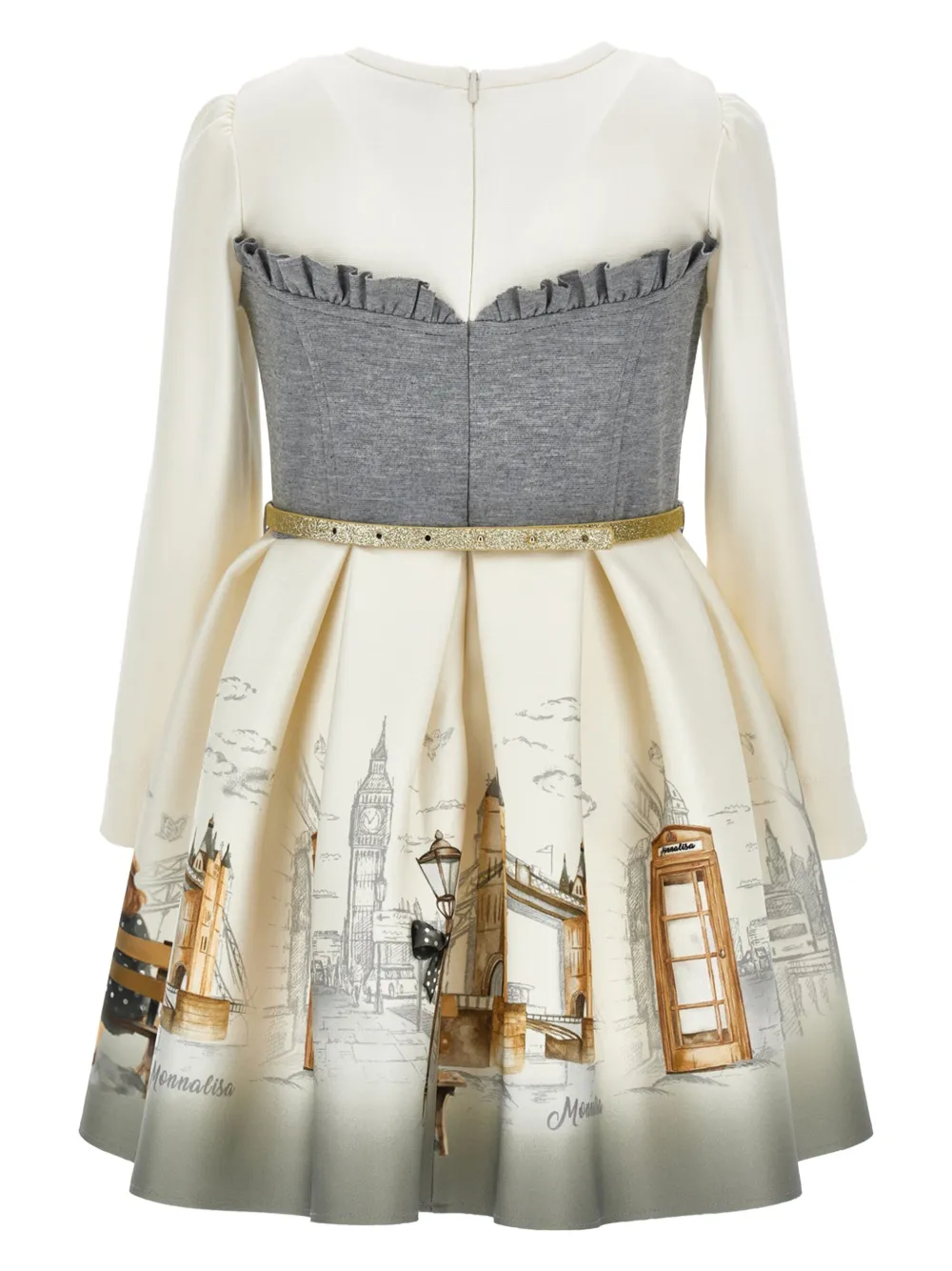 Monnalisa Ispirazione jurk met grafische print - Wit