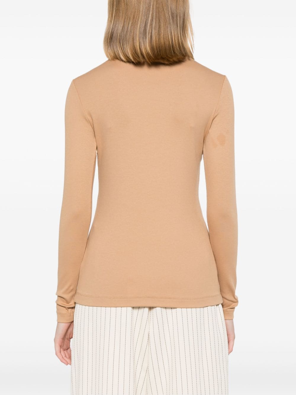 Shop Fabiana Filippi Crew-neck Fine-knit Top In Nude