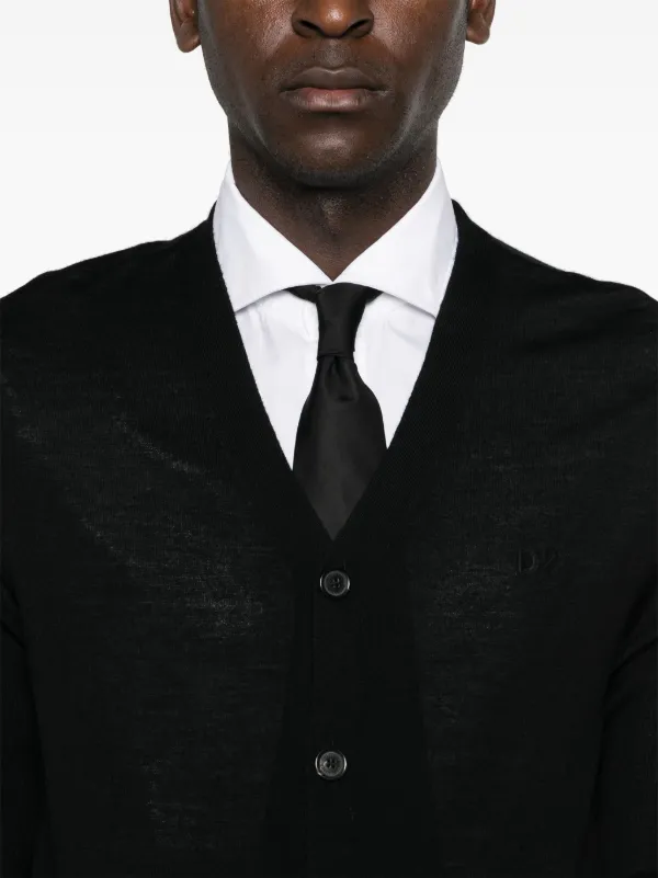 DSQUARED2 logo-embroidered Virgin Wool Cardigan | Black | FARFETCH ID