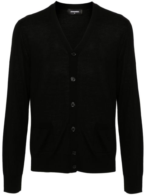 DSQUARED2 logo-embroidered virgin wool cardigan Men