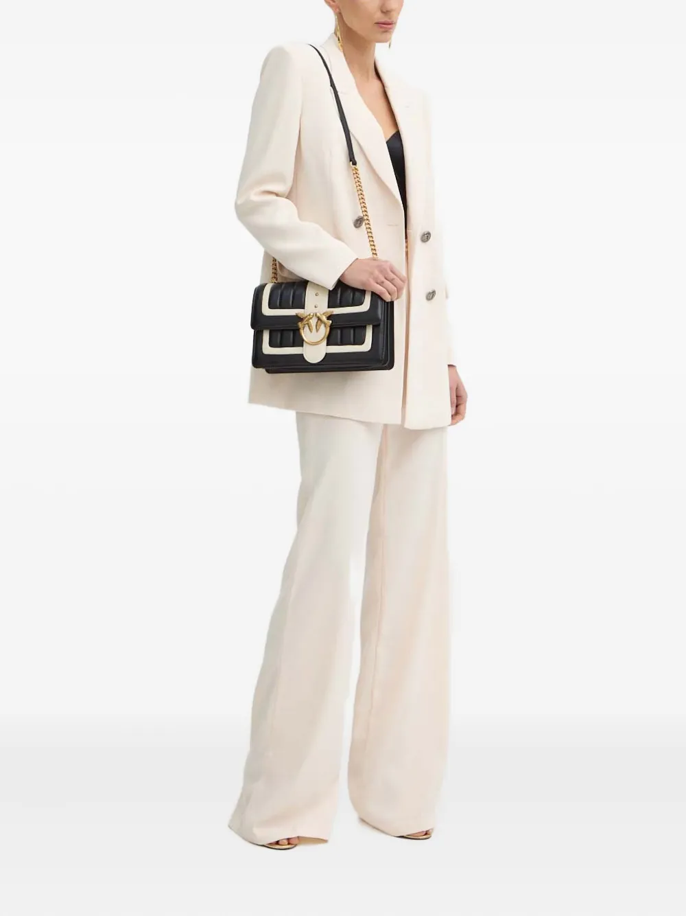 Elisabetta Franchi Double-breasted Crepe Blazer In Neutral