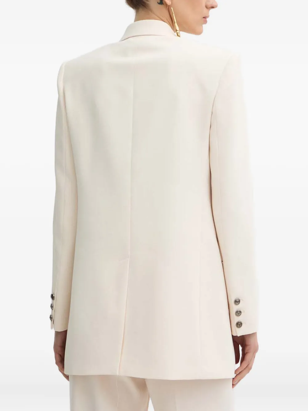 Elisabetta Franchi Double-breasted Crepe Blazer In Neutral