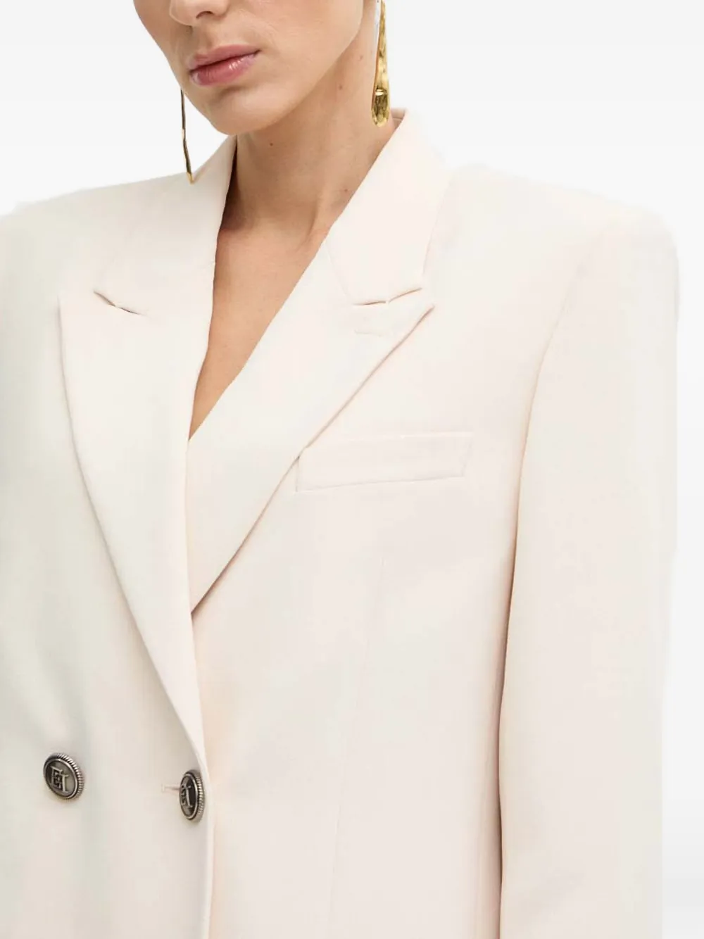 Elisabetta Franchi Double-breasted Crepe Blazer In Neutral